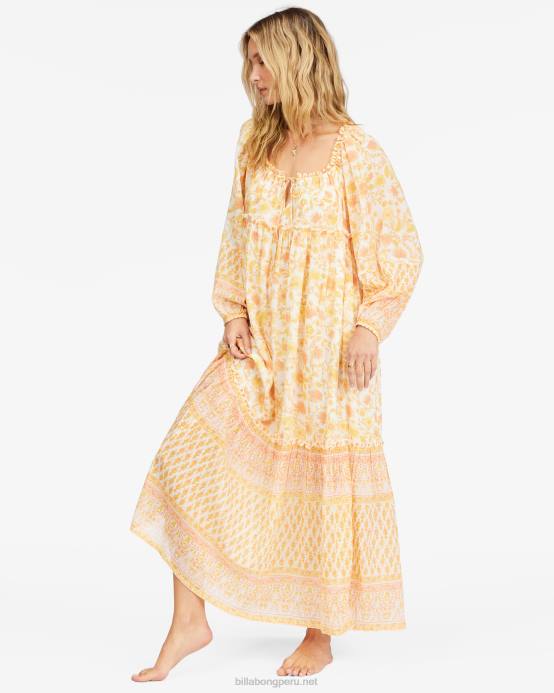 mujer cristal de sal Billabong vestido largo de manga larga interminable puesta de sol 04LD2270