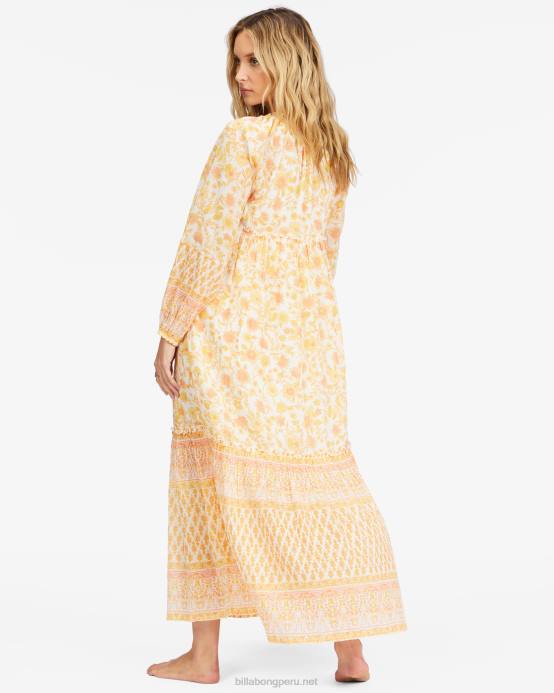 mujer cristal de sal Billabong vestido largo de manga larga interminable puesta de sol 04LD2270