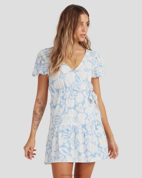 mujer dulce azul Billabong más allá del vestido cruzado azul 04LD2290