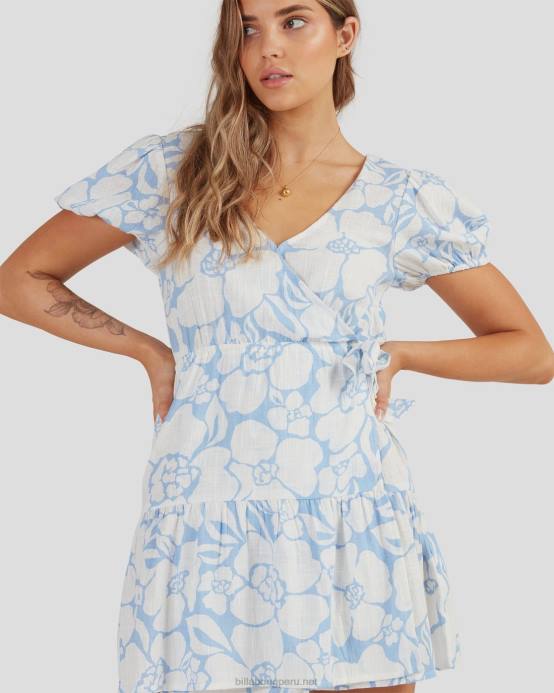 mujer dulce azul Billabong más allá del vestido cruzado azul 04LD2290