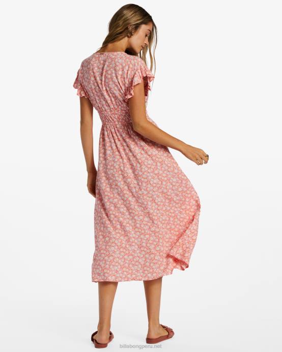 mujer flamenco Billabong vestido midi con motivo de picnic 04LD2045