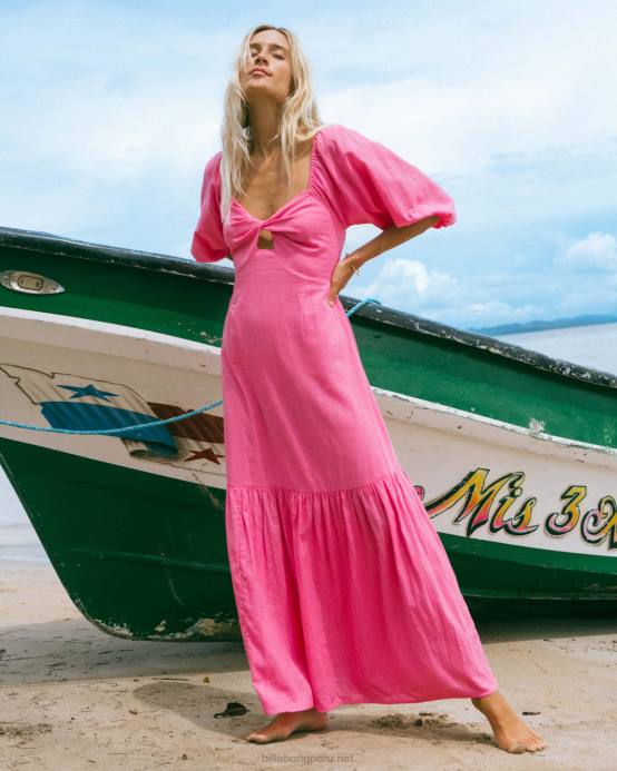 mujer fucsia coqueta Billabong vestido largo Paradise Cove 04LD1763