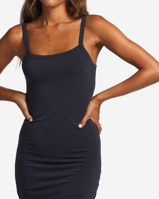 mujer guijarro negro Billabong vestido de punto de canalé de bebé de verano 04LD1905