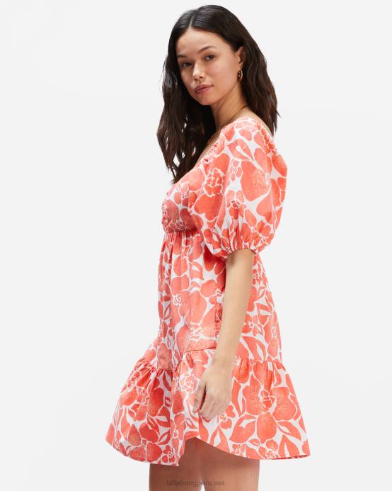 mujer naranja aplastada Billabong vestido babydoll be mine 04LD2323