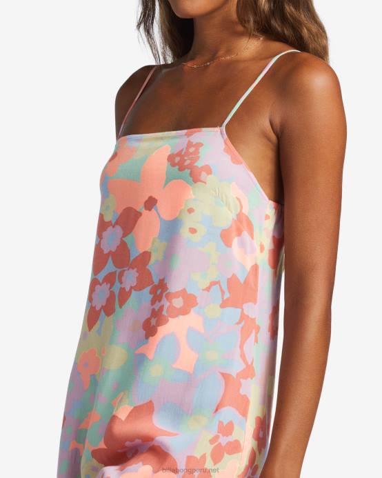 mujer pastel de durazno Billabong vestido midi de ondas de fin de semana 04LD1790