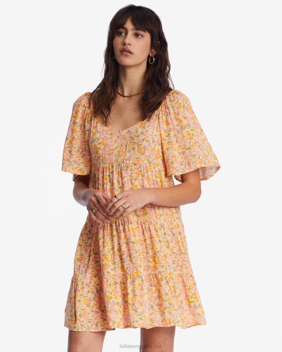 mujer ponche de durazno Billabong toma una oportunidad vestido babydoll 04LD1948