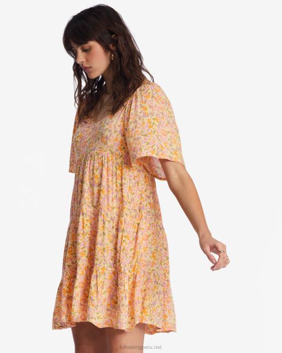 mujer ponche de durazno Billabong toma una oportunidad vestido babydoll 04LD1948