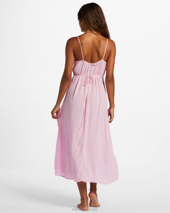 mujer rosa feliz Billabong vestido lencero midi evasé 04LD2010