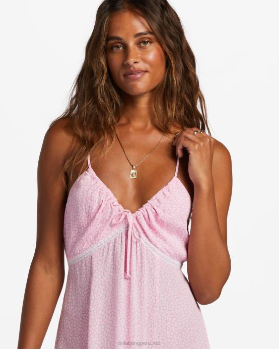 mujer rosa feliz Billabong vestido lencero midi evasé 04LD2010