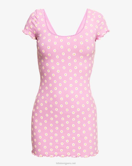 mujer señora lavandavestido camiseta billabong x smiley que tengas un buen daisy 04LD1986