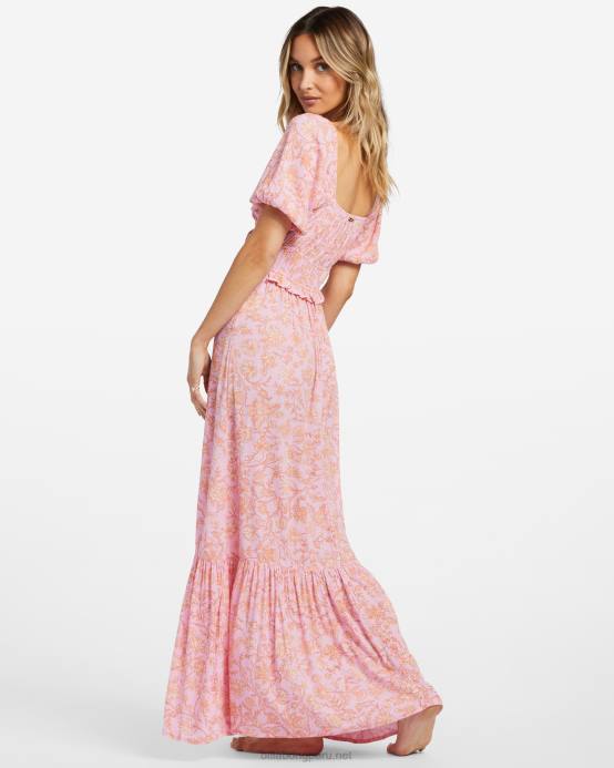 mujer senderos rosas Billabong dulce en tu maxi vestido 04LD1813