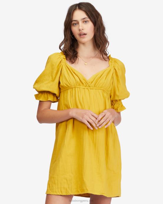 mujer toque dorado Billabong vestido babydoll paraíso perfecto 04LD2260