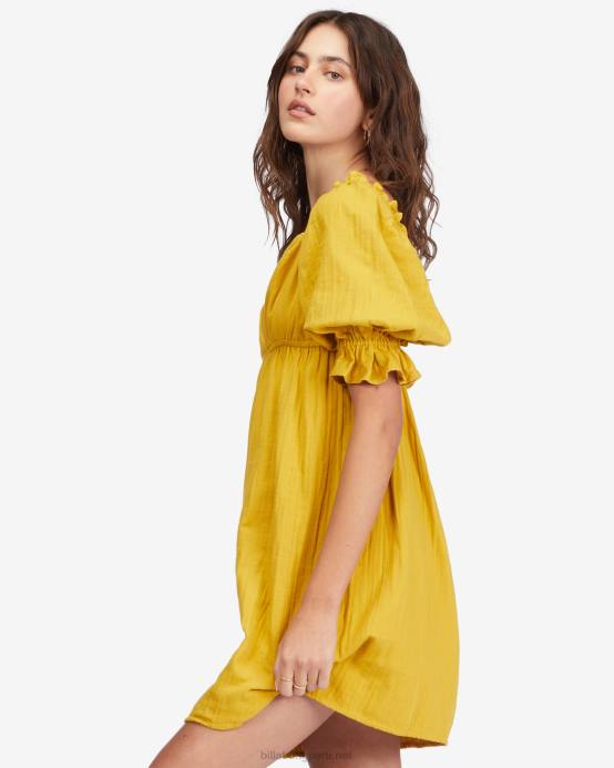 mujer toque dorado Billabong vestido babydoll paraíso perfecto 04LD2260