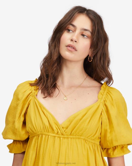 mujer toque dorado Billabong vestido babydoll paraíso perfecto 04LD2260