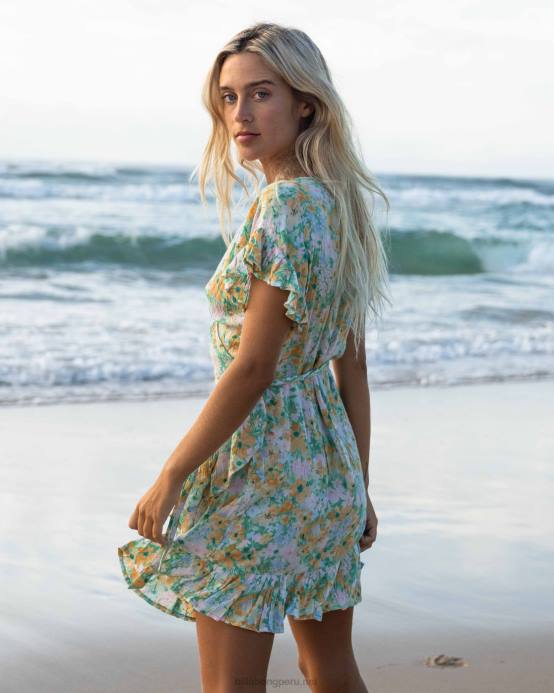 mujer verde Billabong vestido cruzado y enrollado 04LD1908