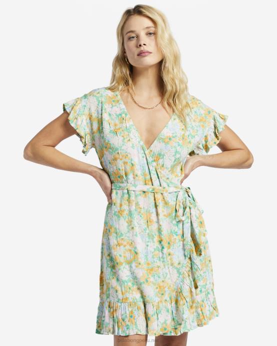 mujer verde Billabong vestido cruzado y enrollado 04LD1908