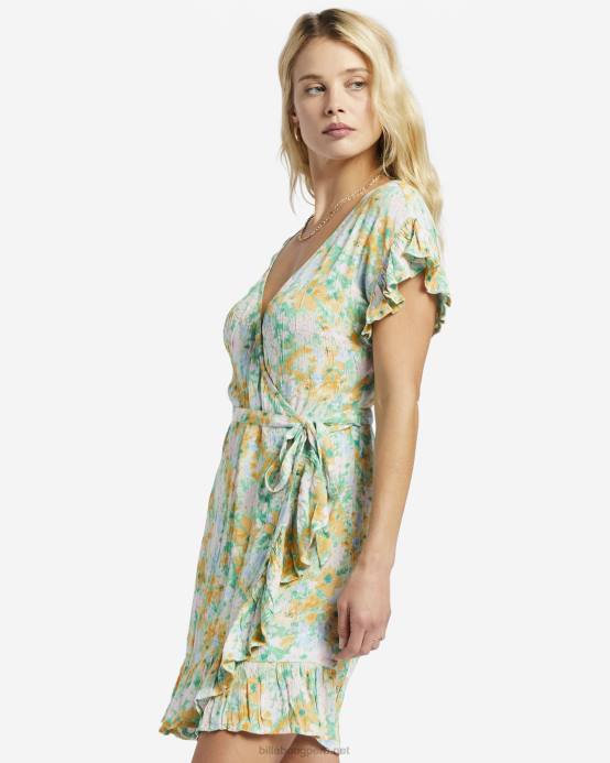 mujer verde Billabong vestido cruzado y enrollado 04LD1908