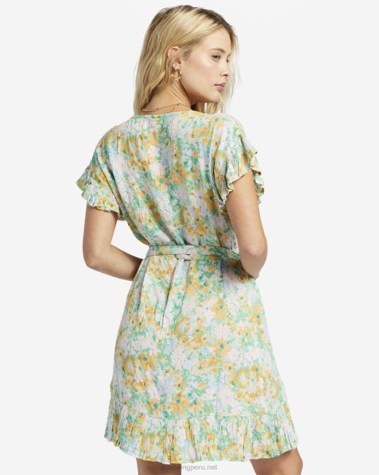 mujer verde Billabong vestido cruzado y enrollado 04LD1908