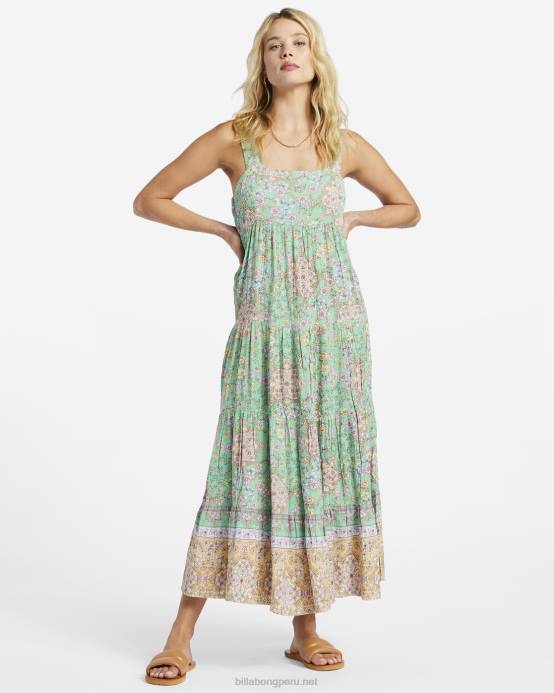 mujer verde Billabong vestido midi la mer 04LD1793