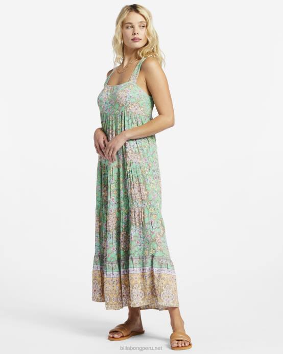 mujer verde Billabong vestido midi la mer 04LD1793