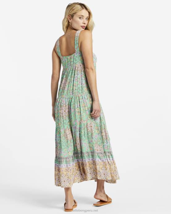 mujer verde Billabong vestido midi la mer 04LD1793