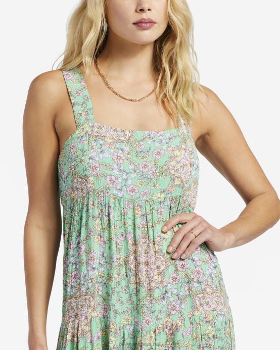 mujer verde Billabong vestido midi la mer 04LD1793