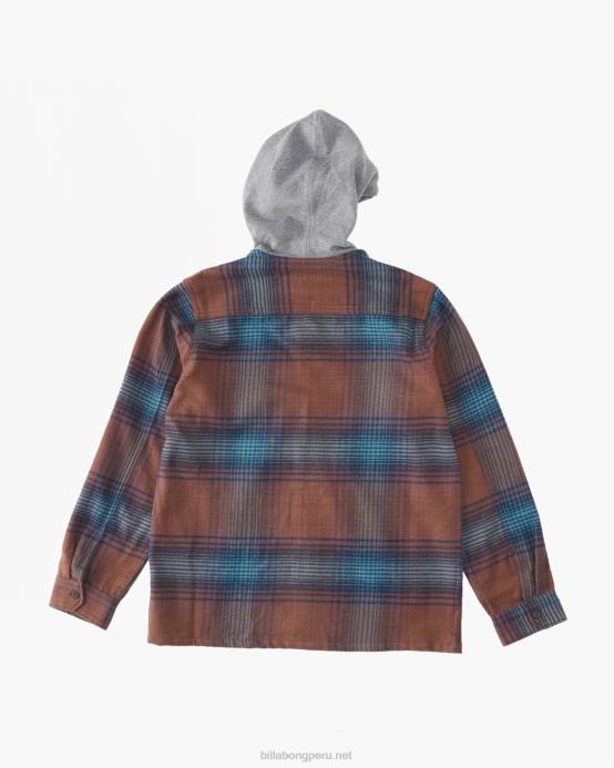 Niños puerto Billabong camisa de franela con capucha baja 04LD1119