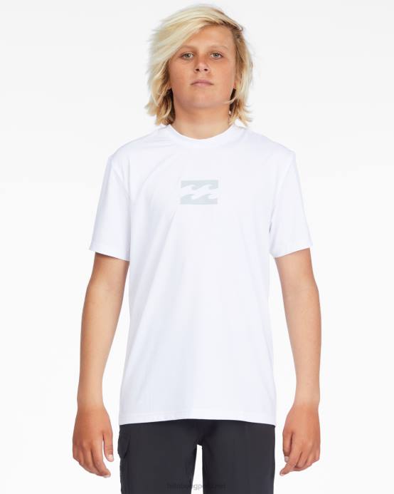 Niños blanco Billabong playera de surf de manga corta con ajuste holgado para todo el día 04LD952