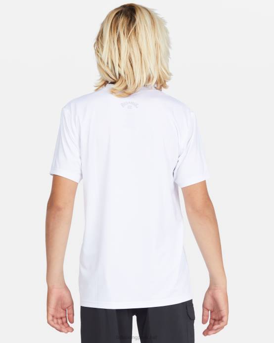 Niños blanco Billabong playera de surf de manga corta con ajuste holgado para todo el día 04LD952