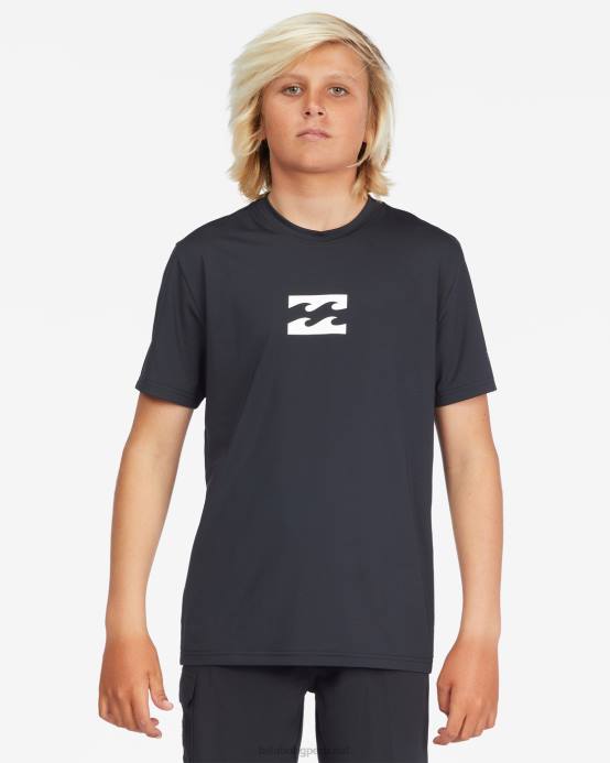 Niños negro Billabong playera de surf de manga corta con ajuste holgado para todo el día 04LD955