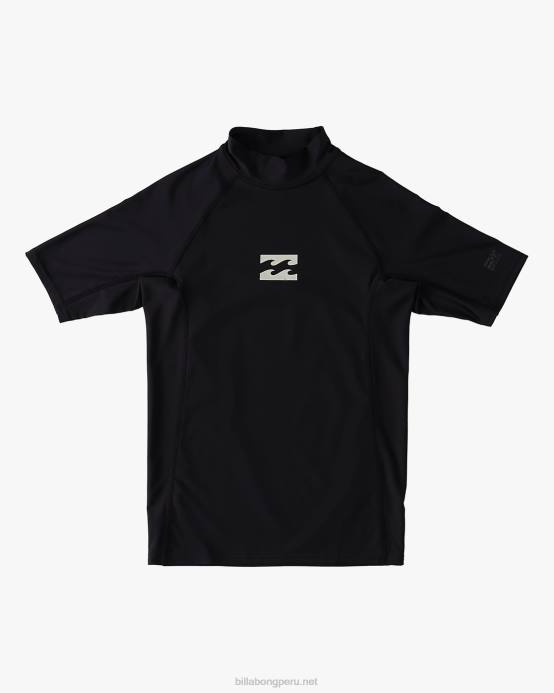 Niños negro Billabong Rashguard de manga corta con ajuste de rendimiento de olas para todo el día 2-7 04LD990