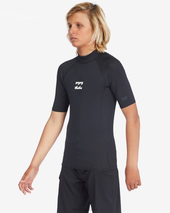 Niños negro Billabong chaleco anti sarpullido de ajuste de rendimiento de ondas para todo el día 04LD964