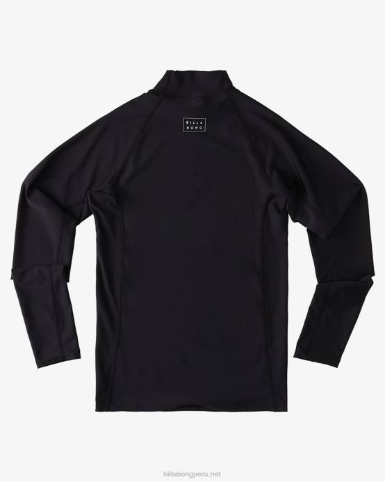 Niños negro Billabong rashguard de manga larga con ajuste de rendimiento de ondas para todo el día 04LD962