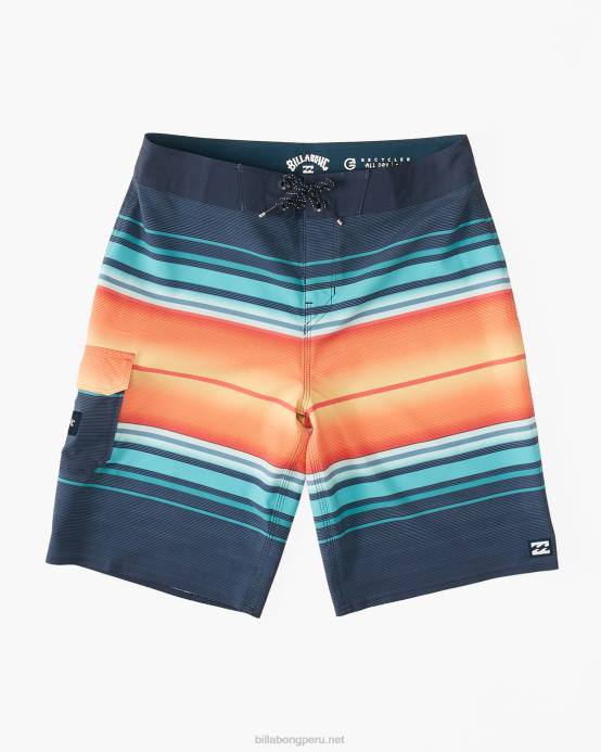 Niños Armada Billabong shorts de playa de 16'' de rendimiento profesional con rayas para todo el día 04LD930