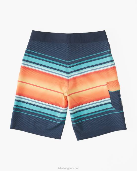 Niños Armada Billabong shorts de playa de 16'' de rendimiento profesional con rayas para todo el día 04LD930