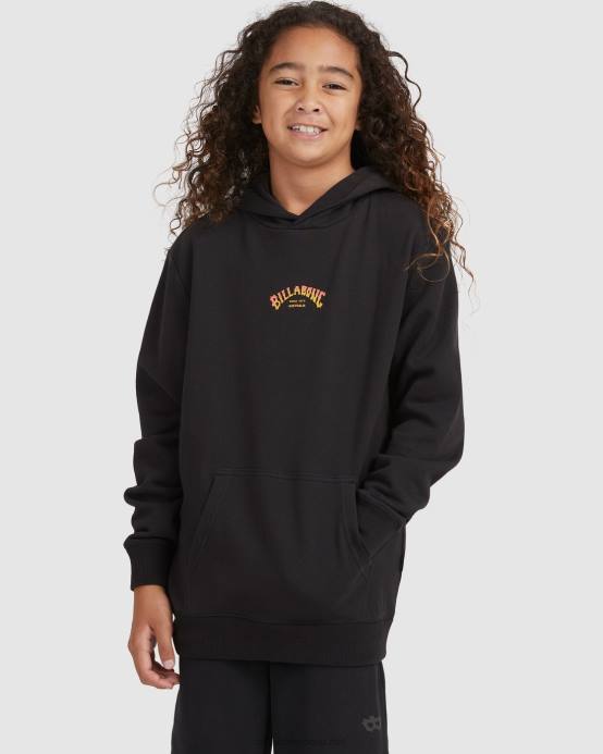 Niños negro Billabong arco central sudadera con capucha 04LD1114