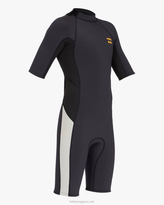 Niños Roca Negra Billabong Traje de primavera de manga corta con cremallera trasera absoluta 2/2 04LD992