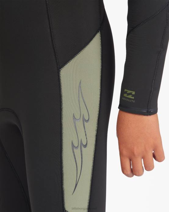 Niños militar Billabong Traje de neopreno con capucha y cremallera absoluta en el pecho 5/4 04LD909