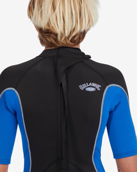 Niños puerto Billabong Traje de primavera con cremallera trasera absoluta de manga corta de 2/2 mm 04LD892
