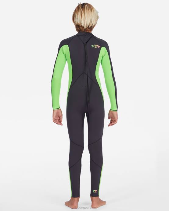 Niños verde neón Billabong Traje de neopreno completo con cremallera trasera absoluta 3/2 04LD1124